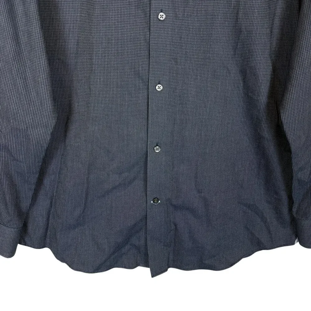 Banana Republic Shirt Men L Blue Small Dot Grant Fit Long‎ Sleeve Button-Up